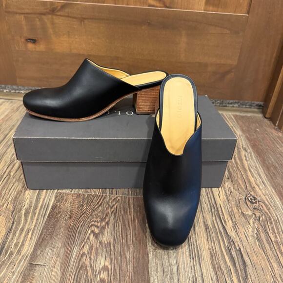 Nisolo Shoes - Nisolo All Day Leather Heeled Mules 7.5 Black